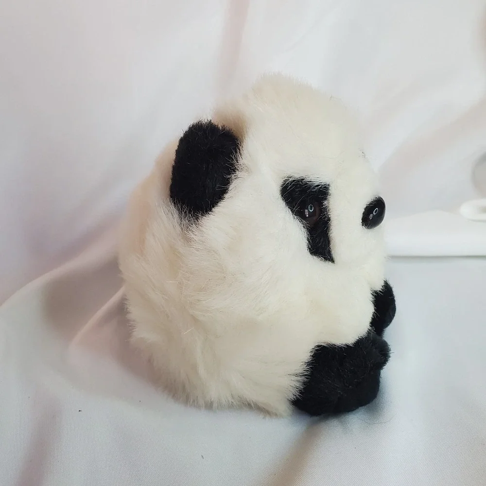 Vintage 1997 Swibco Puffkins Peter Panda Plush Stuffed‎ Ball 5 In Black White
